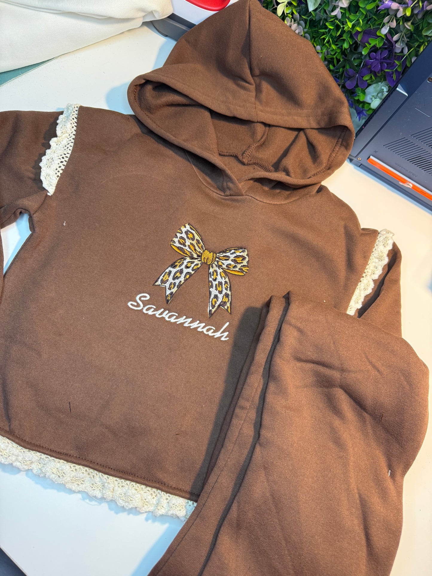 Girls brown flare set