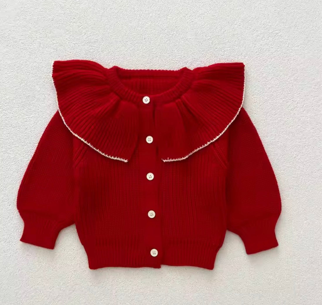 Red frill baby Cardy