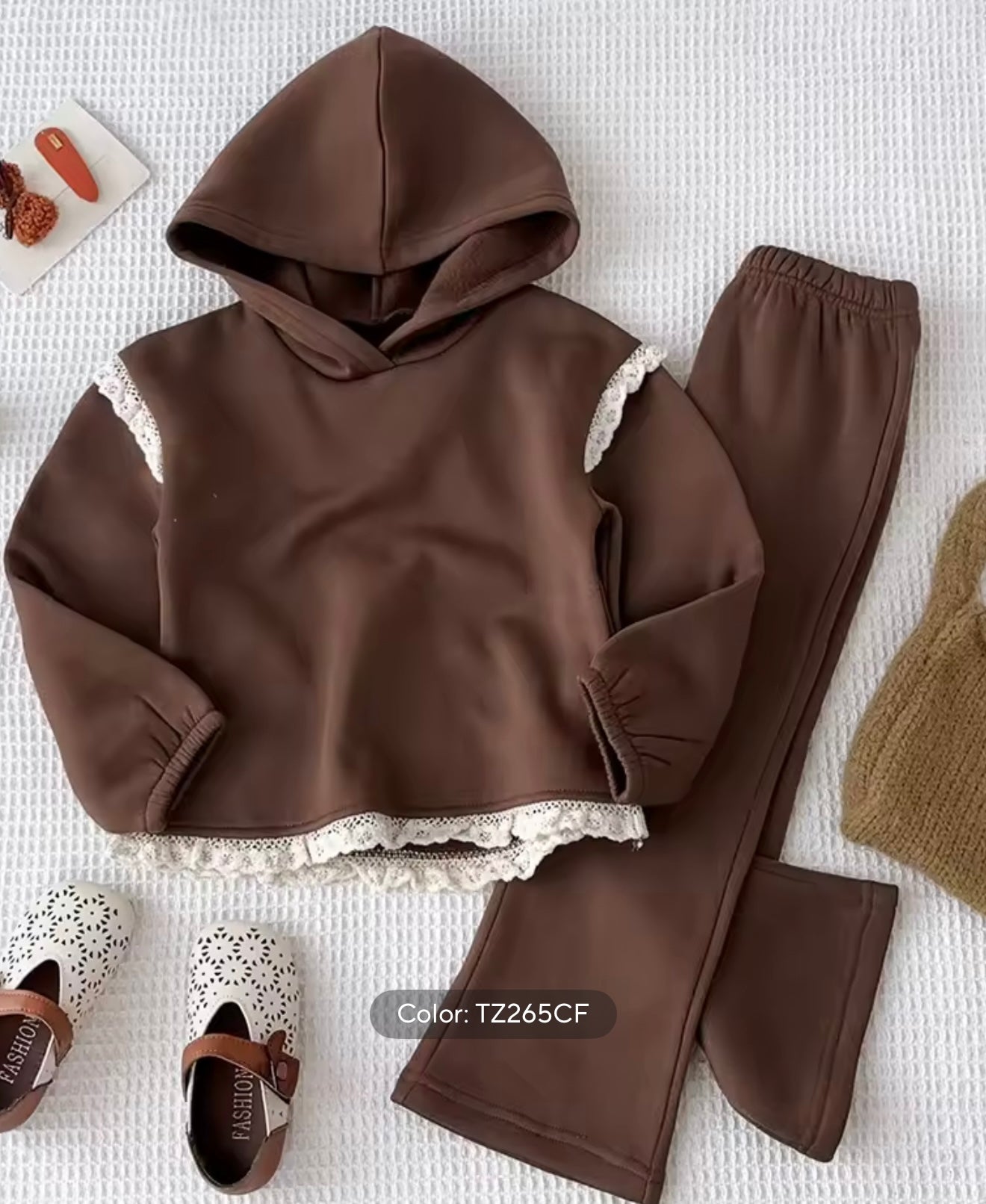 Girls brown flare set