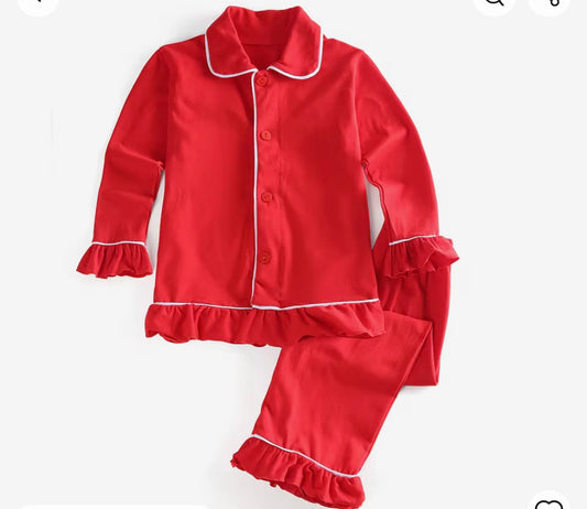 Red pjs white trim