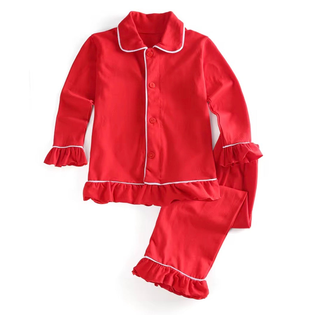 Red white trim pjs