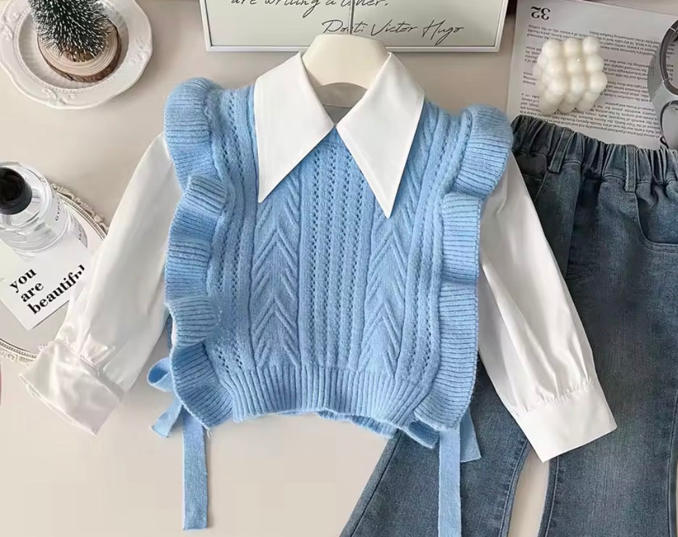 Knitted vest & blouse 🤍