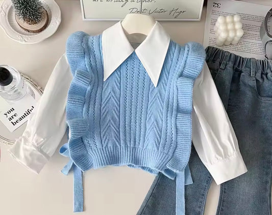 Knitted vest & blouse 🤍