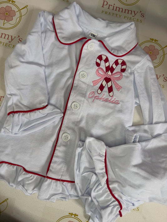 Christmas pjs red trim