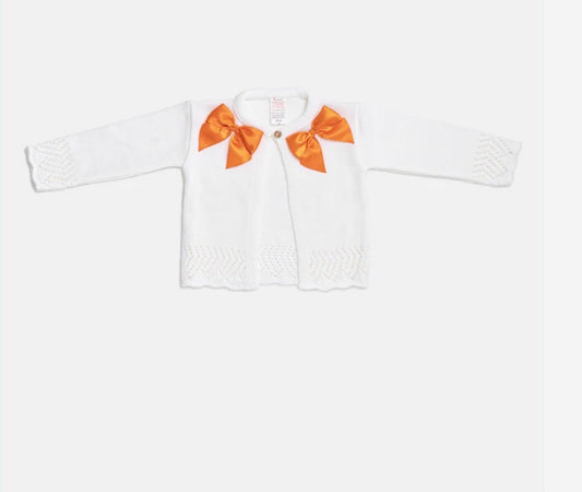 Orange bow cardigan