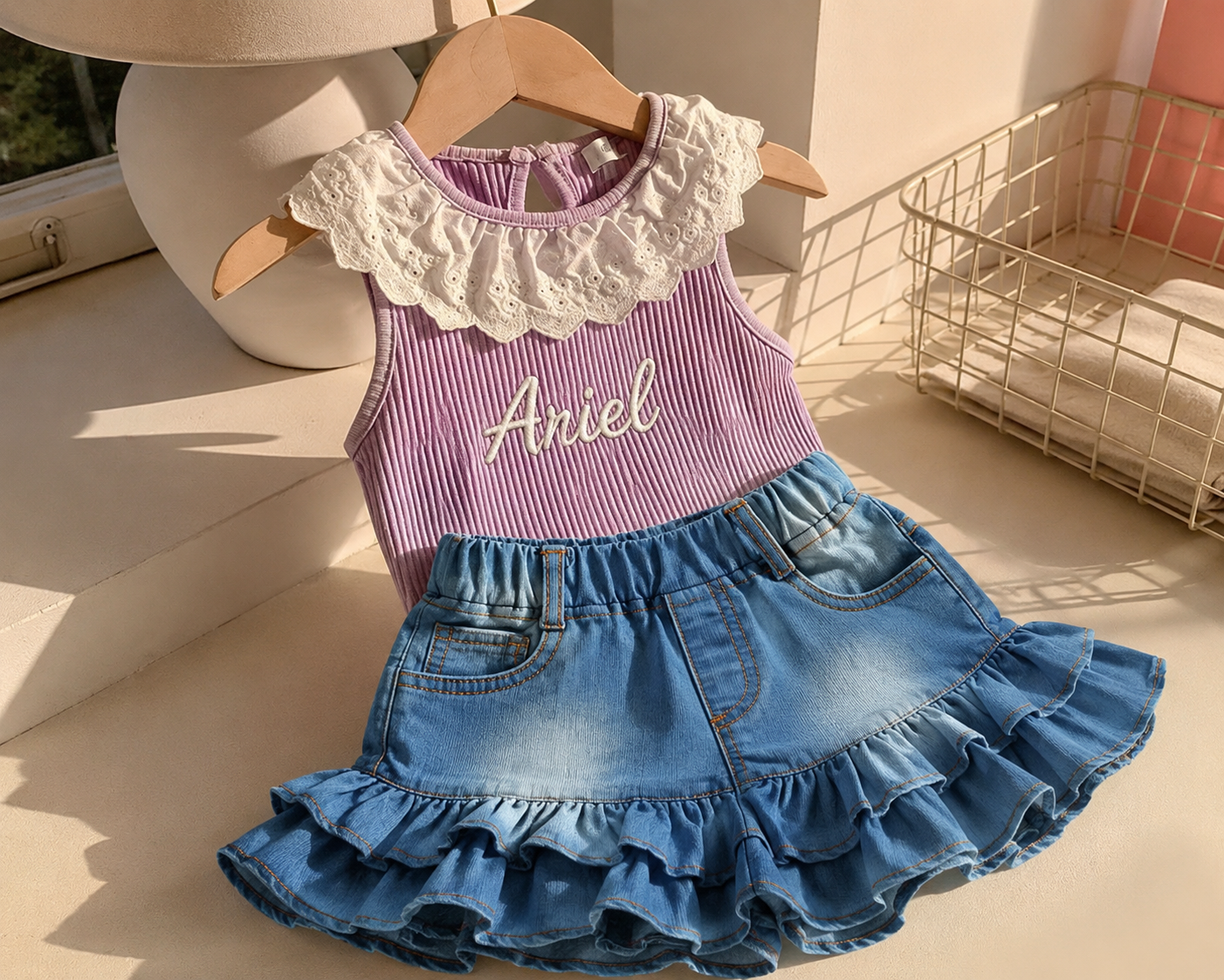 Frilly denim sets