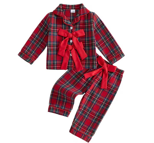 Tartan bow pjs