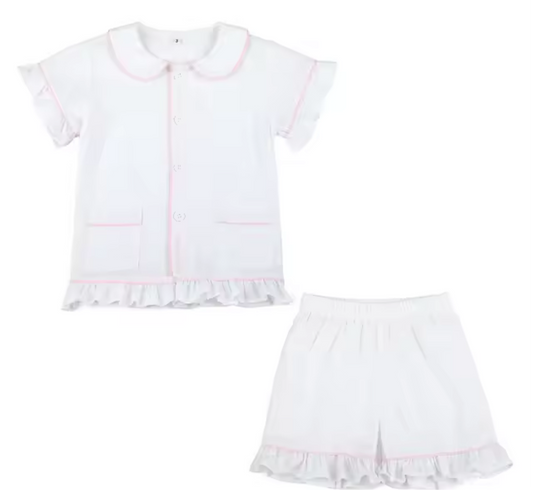 Girls frilly pjs short set