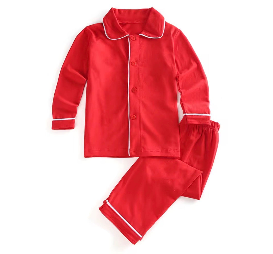 Red white trim pjs