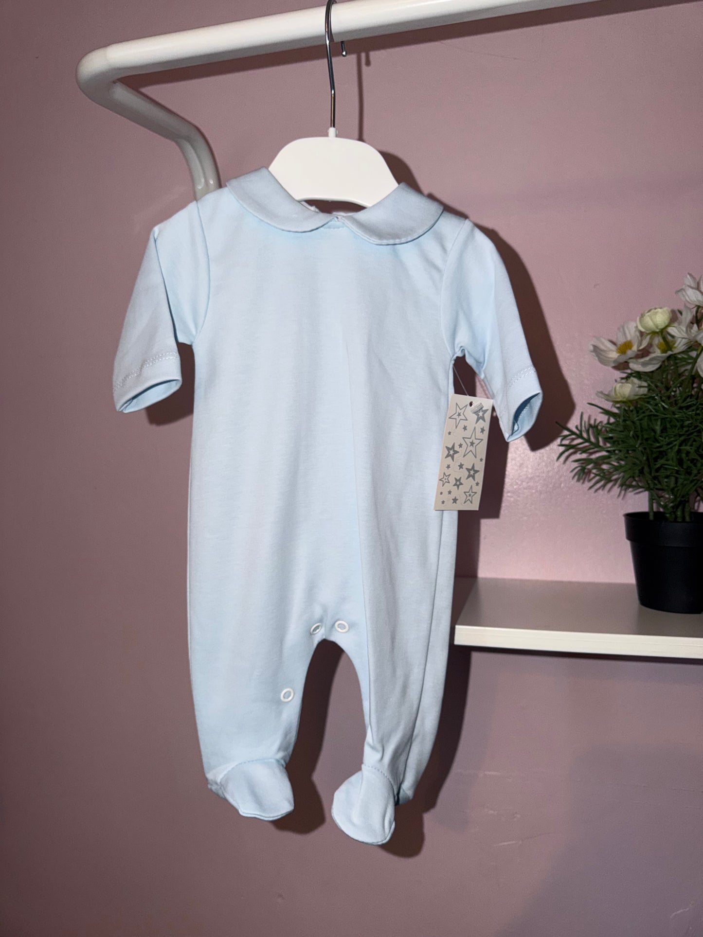 Blue baby baby grow with collar