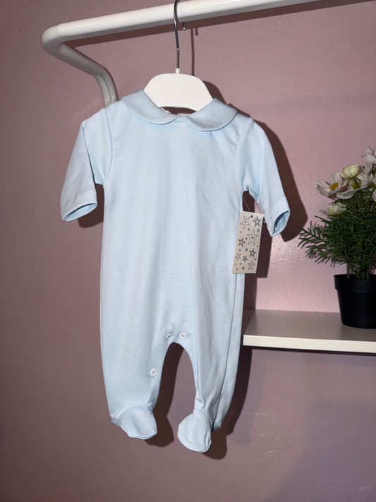 Blue baby baby grow with collar