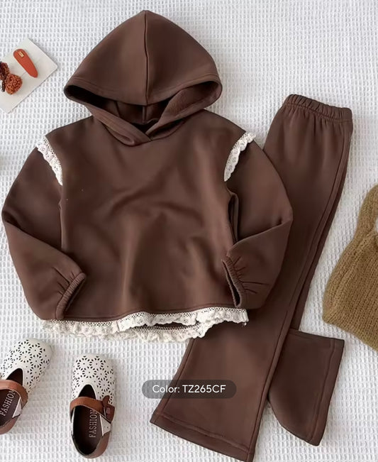 Girls brown flare set